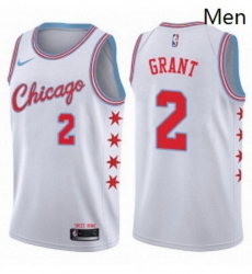 Mens Nike Chicago Bulls 2 Jerian Grant Swingman White NBA Jersey City Edition