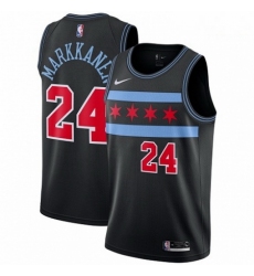 Mens Nike Chicago Bulls 24 Lauri Markkanen Swingman Black NBA Jersey City Edition