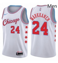 Mens Nike Chicago Bulls 24 Lauri Markkanen Swingman White NBA Jersey City Edition