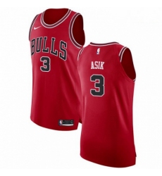 Mens Nike Chicago Bulls 3 Omer Asik Authentic Red Road NBA Jersey Icon Edition 