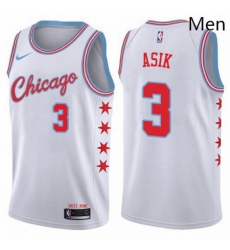 Mens Nike Chicago Bulls 3 Omer Asik Swingman White NBA Jersey City Edition 