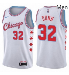 Mens Nike Chicago Bulls 32 Kris Dunn Authentic White NBA Jersey City Edition