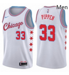 Mens Nike Chicago Bulls 33 Scottie Pippen Authentic White NBA Jersey City Edition