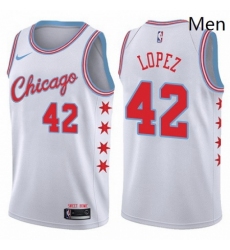 Mens Nike Chicago Bulls 42 Robin Lopez Swingman White NBA Jersey City Edition