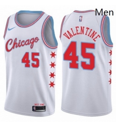 Mens Nike Chicago Bulls 45 Denzel Valentine Swingman White NBA Jersey City Edition