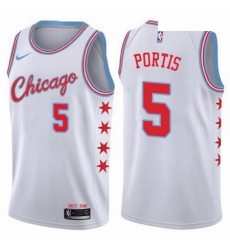 Mens Nike Chicago Bulls 5 Bobby Portis Authentic White NBA Jersey City Edition 