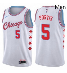 Mens Nike Chicago Bulls 5 Bobby Portis Swingman White NBA Jersey City Edition 