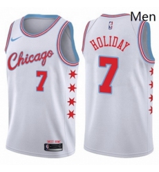 Mens Nike Chicago Bulls 7 Justin Holiday Authentic White NBA Jersey City Edition 