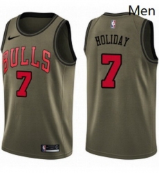 Mens Nike Chicago Bulls 7 Justin Holiday Swingman Green Salute to Service NBA Jersey 