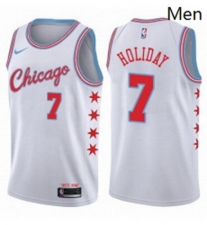 Mens Nike Chicago Bulls 7 Justin Holiday Swingman White NBA Jersey City Edition 