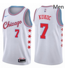 Mens Nike Chicago Bulls 7 Toni Kukoc Authentic White NBA Jersey City Edition