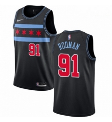 Mens Nike Chicago Bulls 91 Dennis Rodman Swingman Black NBA Jersey City Edition