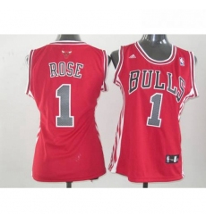 Bulls 1 Derrick Rose Red Womens Road Stitched NBA Jers