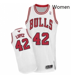 Womens Adidas Chicago Bulls 42 Robin Lopez Authentic White Home NBA Jersey