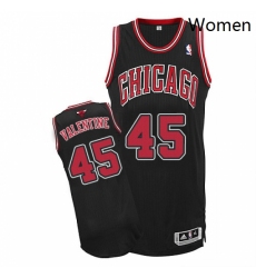 Womens Adidas Chicago Bulls 45 Denzel Valentine Authentic Black Alternate NBA Jersey