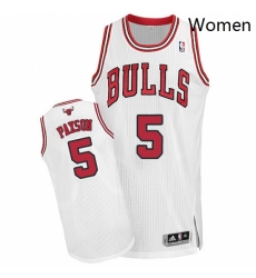 Womens Adidas Chicago Bulls 5 John Paxson Authentic White Home NBA Jersey 