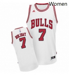 Womens Adidas Chicago Bulls 7 Justin Holiday Swingman White Home NBA Jersey 