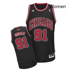 Womens Adidas Chicago Bulls 91 Dennis Rodman Swingman Black Alternate NBA Jersey