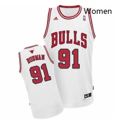 Womens Adidas Chicago Bulls 91 Dennis Rodman Swingman White Home NBA Jersey