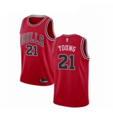 Womens Chicago Bulls 21 Thaddeus Young Swingman Red Basketball Jersey Icon Edition 