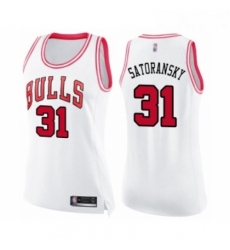 Womens Chicago Bulls 31 Tomas Satoransky Swingman White Pink Fashion Basketball Jerse 