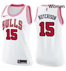 Womens Nike Chicago Bulls 15 Chandler Hutchison Swingman WhitePink Fashion NBA Jersey 