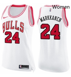 Womens Nike Chicago Bulls 24 Lauri Markkanen Swingman WhitePink Fashion NBA Jersey