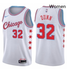 Womens Nike Chicago Bulls 32 Kris Dunn Swingman White NBA Jersey City Edition