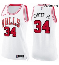Womens Nike Chicago Bulls 34 Wendell Carter Jr Swingman WhitePink Fashion NBA Jersey 