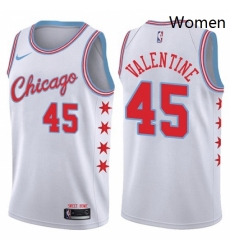 Womens Nike Chicago Bulls 45 Denzel Valentine Swingman White NBA Jersey City Edition