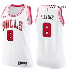 Womens Nike Chicago Bulls 8 Zach LaVine Swingman WhitePink Fashion NBA Jersey