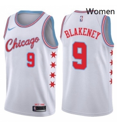 Womens Nike Chicago Bulls 9 Antonio Blakeney Swingman White NBA Jersey City Edition 