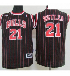 Bulls 21 Jimmy Butler Black Strip Stitched Youth NBA Jersey