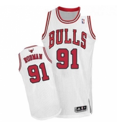 Youth Adidas Chicago Bulls 91 Dennis Rodman Authentic White Home NBA Jersey