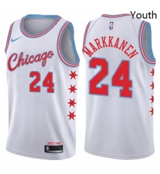 Youth Nike Chicago Bulls 24 Lauri Markkanen Swingman White NBA Jersey City Edition