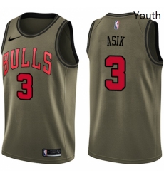 Youth Nike Chicago Bulls 3 Omer Asik Swingman Green Salute to Service NBA Jersey 