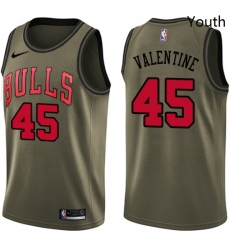 Youth Nike Chicago Bulls 45 Denzel Valentine Swingman Green Salute to Service NBA Jersey