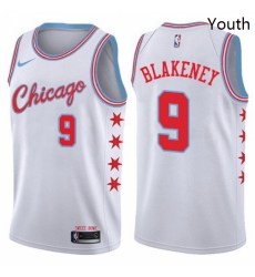 Youth Nike Chicago Bulls 9 Antonio Blakeney Swingman White NBA Jersey City Edition 