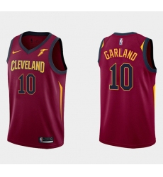 Men Cleveland Cavaliers 10 Darius Garland Wine Red Icon Edition Stitched Basketball Jersey
