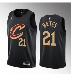 Men Cleveland Cavaliers 21 Emoni Bates Black 2023 Draft Statement Edition Stitched Jersey