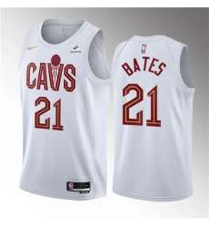Men Cleveland Cavaliers 21 Emoni Bates White 2023 Draft Association Edition Stitched Jersey