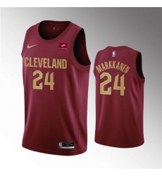 Men Cleveland Cavaliers 24 Lauri Markkanen Wine Icon Edition Stitched Basketball Jersey