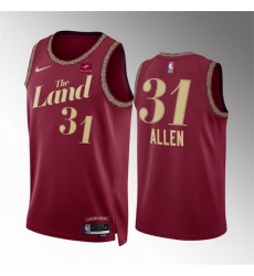 Men Cleveland Cavaliers 31 Jarrett Allen Wine 2023 24 City Edition Stitched Jersey