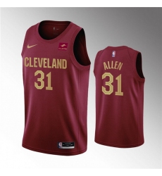 Men Cleveland Cavaliers 31 Jarrett Allen Wine Icon Edition Stitched Basketball Jersey
