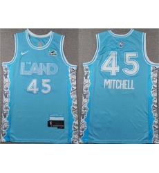 Men Cleveland Cavaliers 45 Donovan Mitchell Light Blue 2024 25 City Edition Stitched Jersey