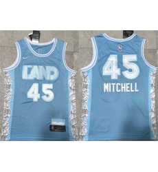 Men Cleveland Cavaliers 45 Donovan Mitchell Light Blue 2024 City Edition Stitched Jersey