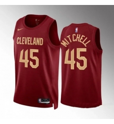 Men Cleveland Cavaliers 45 Donovan Mitchell Red Stitched Basketball Jersey