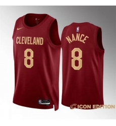 Men Cleveland Cavaliers 8 Pete Nance Wine Icon Edition Stitched Jersey