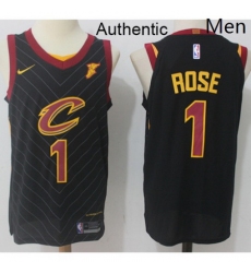 Mens Nike Cleveland Cavaliers 1 Derrick Rose Black NBA Authentic Statement Edition Jersey 