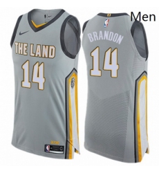 Mens Nike Cleveland Cavaliers 14 Terrell Brandon Authentic Gray NBA Jersey City Edition 